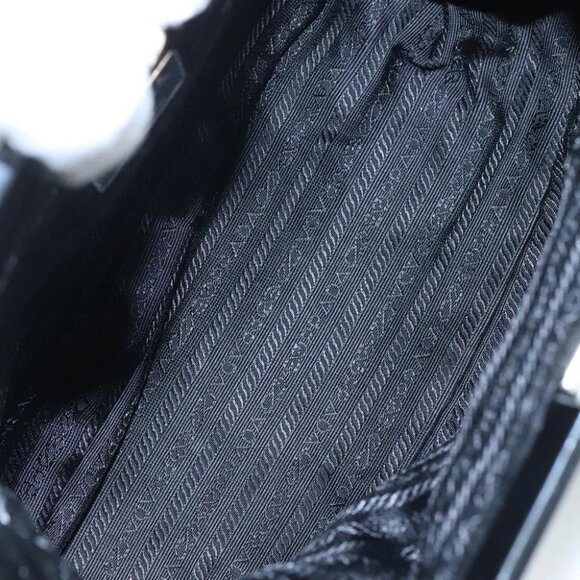 PRADA Hand Bag Nylon Leather Black Silver Auth 108371 - Picture 12 of 15